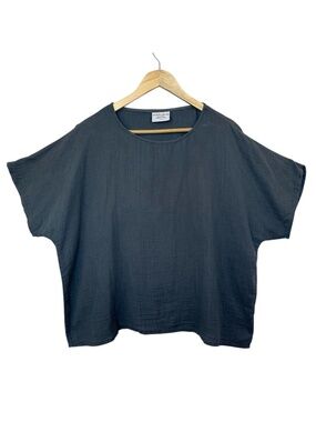 Parachute Organic Cotton Shirt Womens 1X Boxy Gauze Loungewear Crinkled Sleep